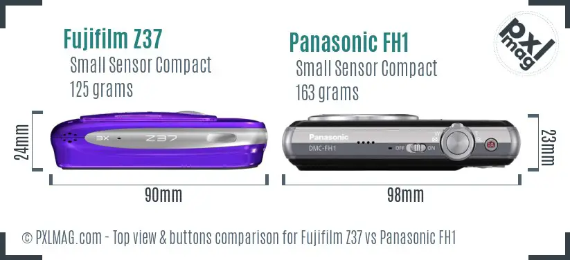 Fujifilm Z37 vs Panasonic FH1 top view buttons comparison
