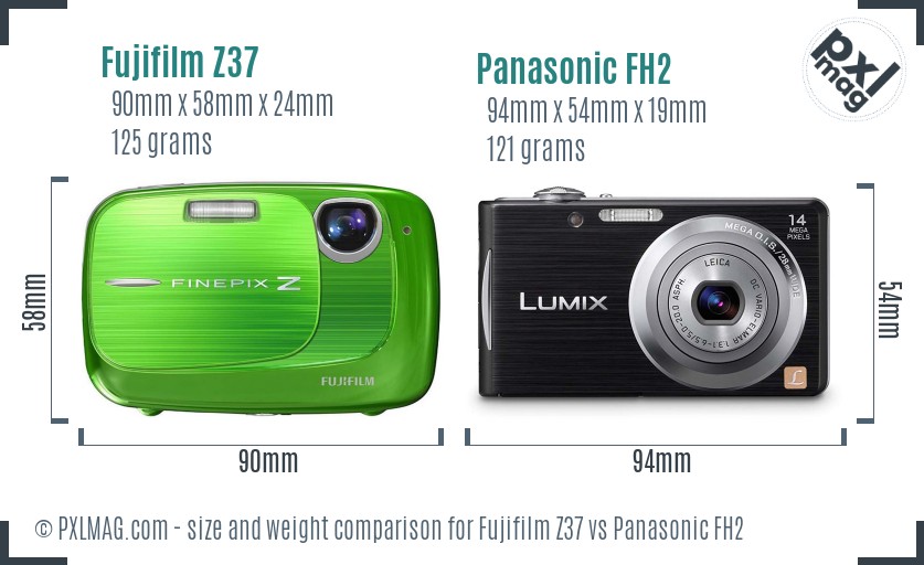 Fujifilm Z37 vs Panasonic FH2 size comparison