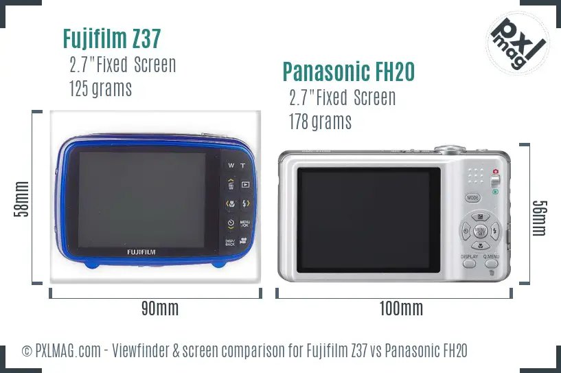 Fujifilm Z37 vs Panasonic FH20 Screen and Viewfinder comparison Fujifilm Z37 vs Panasonic FH20 Screen and Viewfinder comparison
