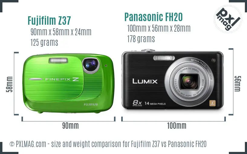 Fujifilm Z37 vs Panasonic FH20 size comparison Fujifilm Z37 vs Panasonic FH20 size comparison