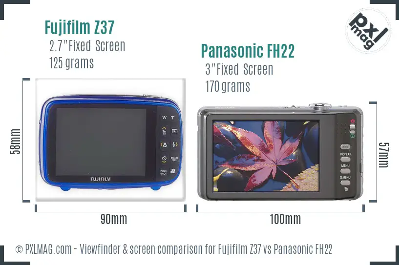 Fujifilm Z37 vs Panasonic FH22 Screen and Viewfinder comparison