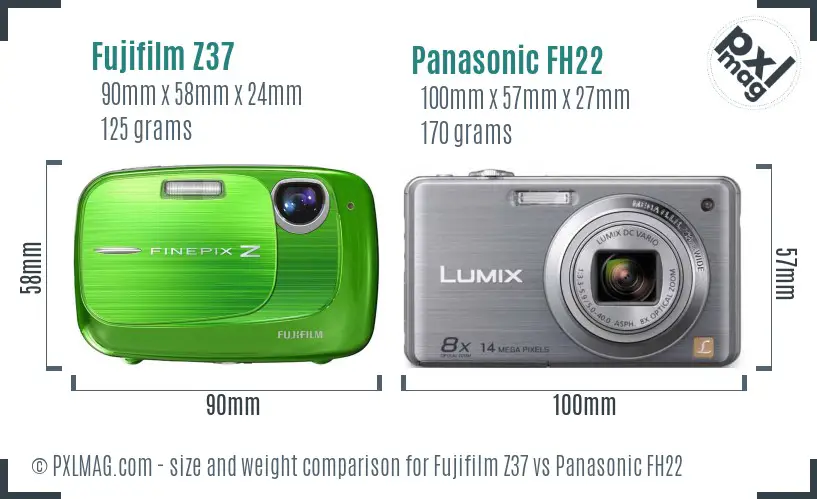 Fujifilm Z37 vs Panasonic FH22 size comparison Fujifilm Z37 vs Panasonic FH22 size comparison