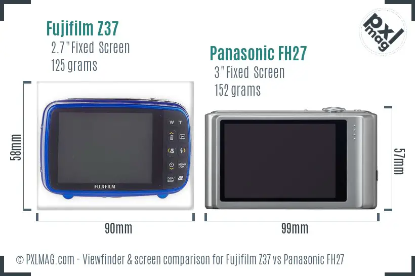 Fujifilm Z37 vs Panasonic FH27 Screen and Viewfinder comparison Fujifilm Z37 vs Panasonic FH27 Screen and Viewfinder comparison