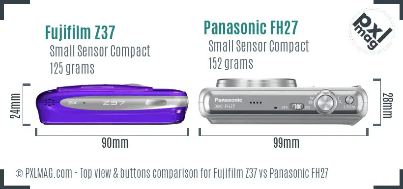 Fujifilm Z37 vs Panasonic FH27 top view buttons comparison Fujifilm Z37 vs Panasonic FH27 top view buttons comparison