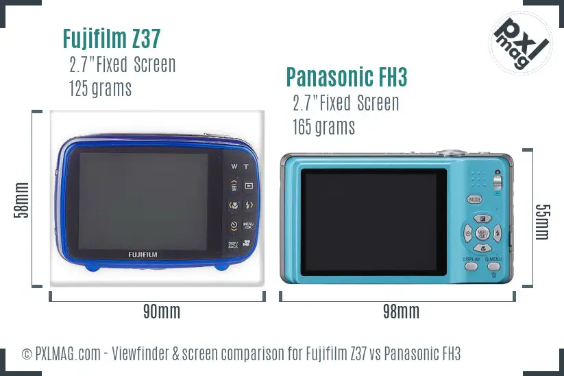 Fujifilm Z37 vs Panasonic FH3 Screen and Viewfinder comparison