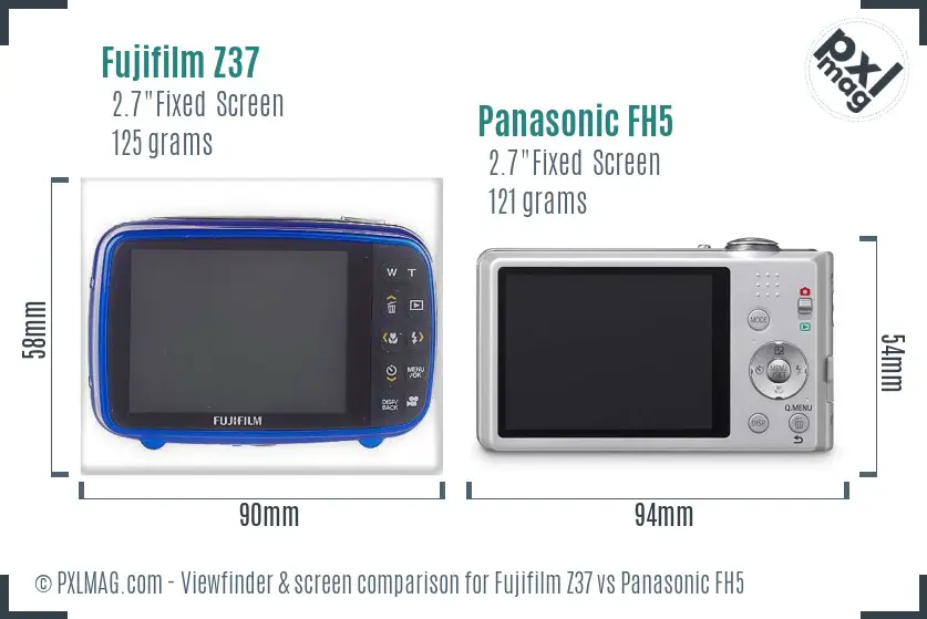 Fujifilm Z37 vs Panasonic FH5 Screen and Viewfinder comparison