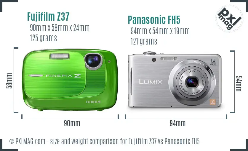 Fujifilm Z37 vs Panasonic FH5 size comparison