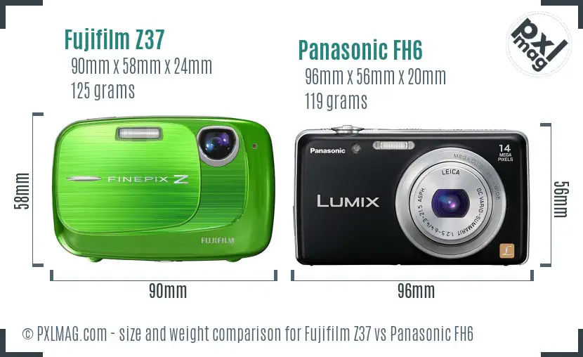 Fujifilm Z37 vs Panasonic FH6 size comparison