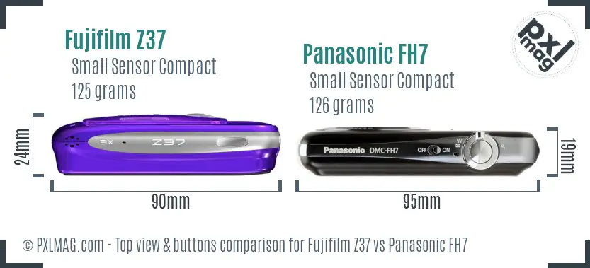 Fujifilm Z37 vs Panasonic FH7 top view buttons comparison Fujifilm Z37 vs Panasonic FH7 top view buttons comparison