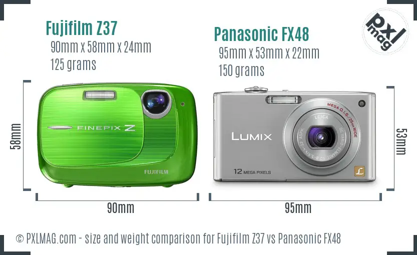 Fujifilm Z37 vs Panasonic FX48 size comparison