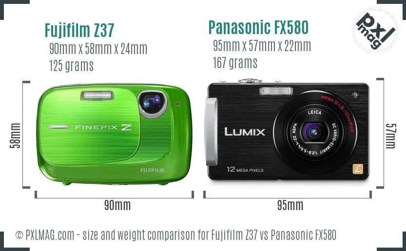 Fujifilm Z37 vs Panasonic FX580 size comparison Fujifilm Z37 vs Panasonic FX580 size comparison
