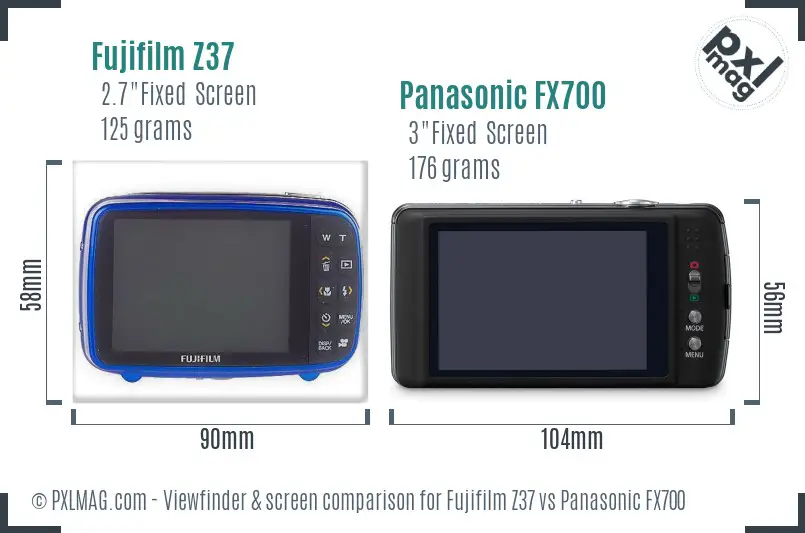 Fujifilm Z37 vs Panasonic FX700 Screen and Viewfinder comparison