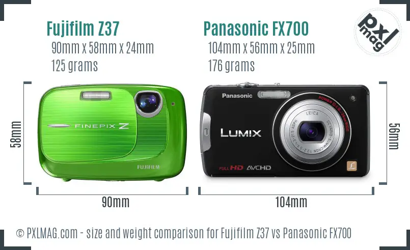 Fujifilm Z37 vs Panasonic FX700 size comparison