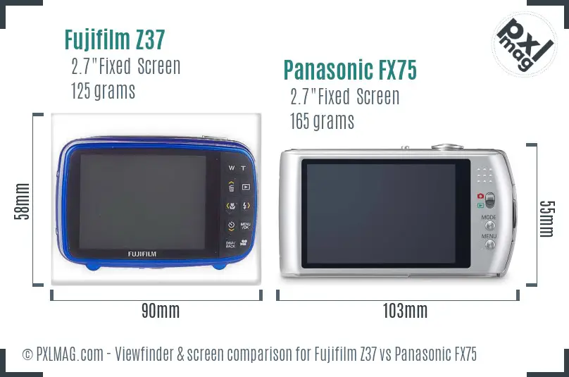Fujifilm Z37 vs Panasonic FX75 Screen and Viewfinder comparison