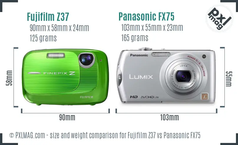 Fujifilm Z37 vs Panasonic FX75 size comparison