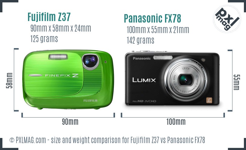 Fujifilm Z37 vs Panasonic FX78 size comparison Fujifilm Z37 vs Panasonic FX78 size comparison
