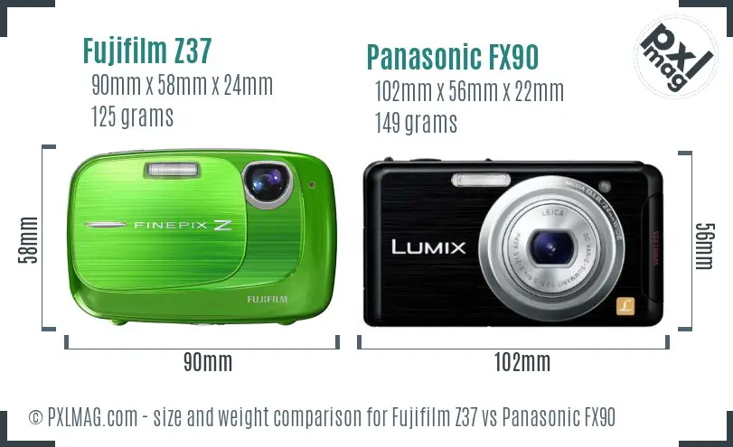 Fujifilm Z37 vs Panasonic FX90 size comparison Fujifilm Z37 vs Panasonic FX90 size comparison