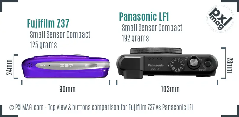 Fujifilm Z37 vs Panasonic LF1 top view buttons comparison
