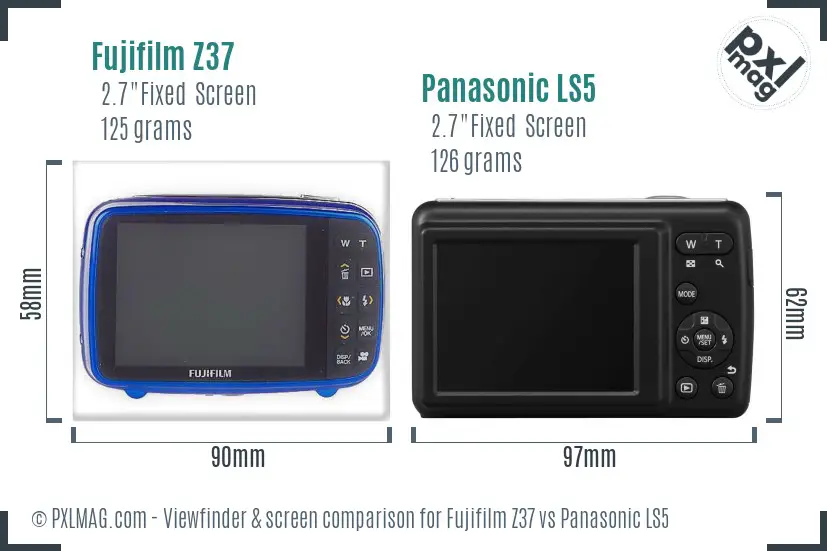 Fujifilm Z37 vs Panasonic LS5 Screen and Viewfinder comparison