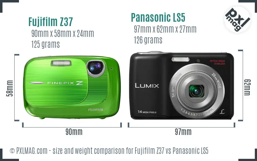 Fujifilm Z37 vs Panasonic LS5 size comparison