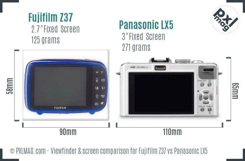 Fujifilm Z37 vs Panasonic LX5 Screen and Viewfinder comparison Fujifilm Z37 vs Panasonic LX5 Screen and Viewfinder comparison