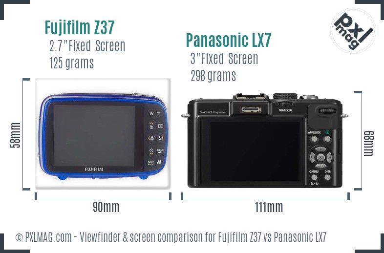 Fujifilm Z37 vs Panasonic LX7 Screen and Viewfinder comparison