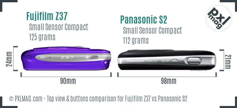 Fujifilm Z37 vs Panasonic S2 top view buttons comparison