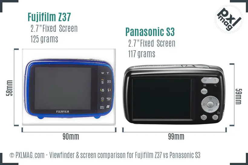 Fujifilm Z37 vs Panasonic S3 Screen and Viewfinder comparison