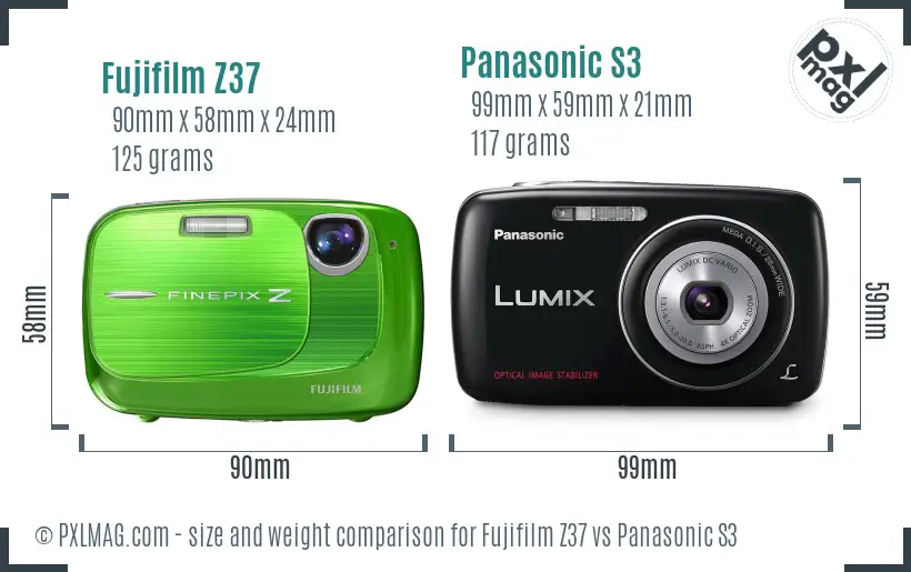 Fujifilm Z37 vs Panasonic S3 size comparison