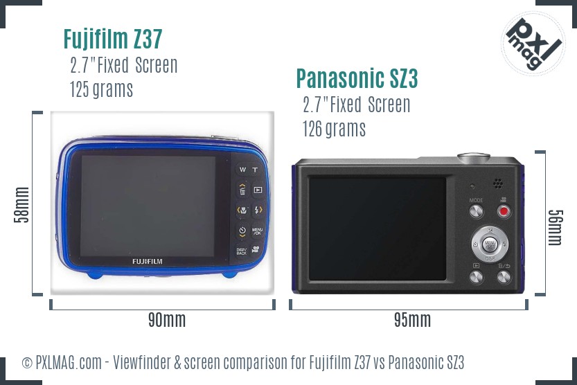 Fujifilm Z37 vs Panasonic SZ3 Screen and Viewfinder comparison