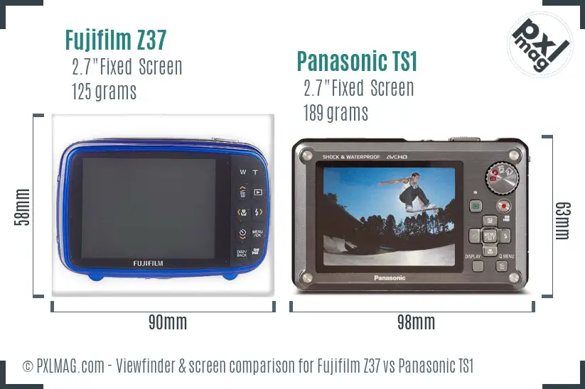 Fujifilm Z37 vs Panasonic TS1 Screen and Viewfinder comparison