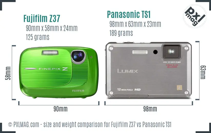Fujifilm Z37 vs Panasonic TS1 size comparison