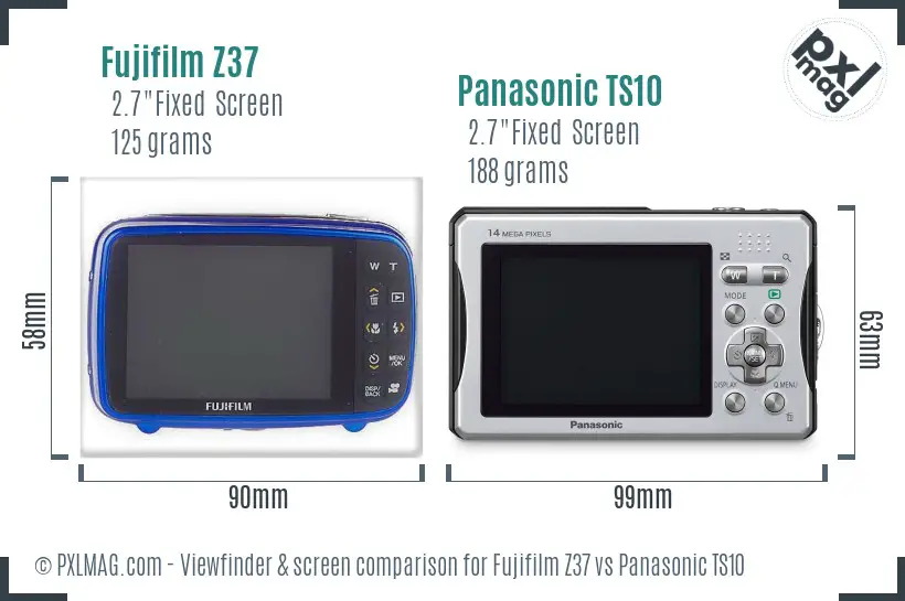 Fujifilm Z37 vs Panasonic TS10 Screen and Viewfinder comparison Fujifilm Z37 vs Panasonic TS10 Screen and Viewfinder comparison