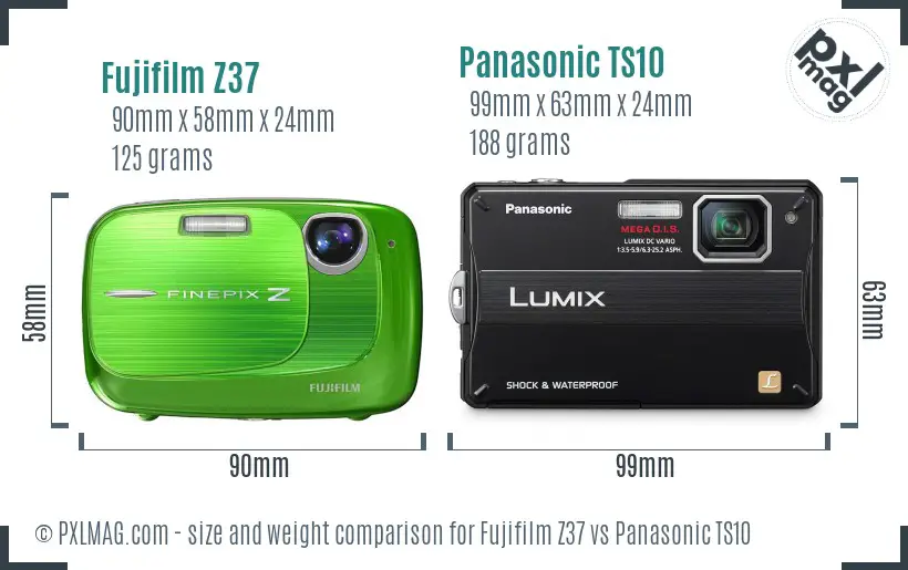 Fujifilm Z37 vs Panasonic TS10 size comparison Fujifilm Z37 vs Panasonic TS10 size comparison