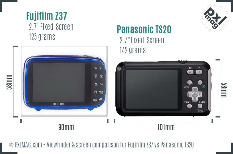 Fujifilm Z37 vs Panasonic TS20 Screen and Viewfinder comparison