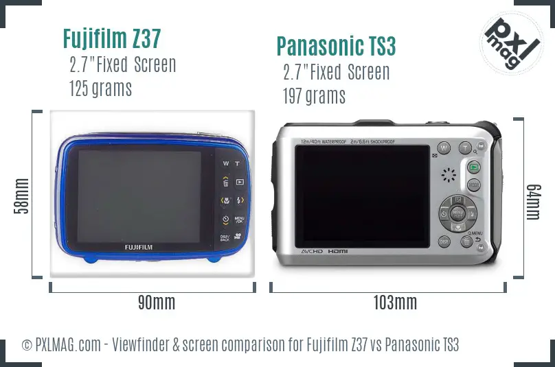 Fujifilm Z37 vs Panasonic TS3 Screen and Viewfinder comparison