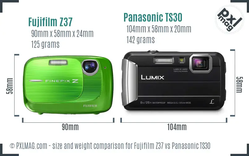 Fujifilm Z37 vs Panasonic TS30 size comparison Fujifilm Z37 vs Panasonic TS30 size comparison