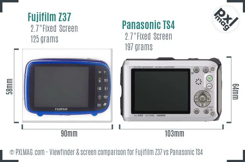 Fujifilm Z37 vs Panasonic TS4 Screen and Viewfinder comparison Fujifilm Z37 vs Panasonic TS4 Screen and Viewfinder comparison