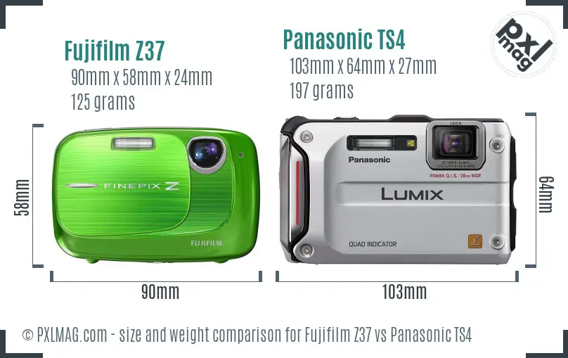 Fujifilm Z37 vs Panasonic TS4 size comparison Fujifilm Z37 vs Panasonic TS4 size comparison