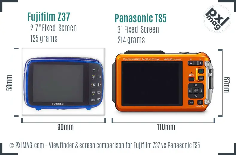 Fujifilm Z37 vs Panasonic TS5 Screen and Viewfinder comparison