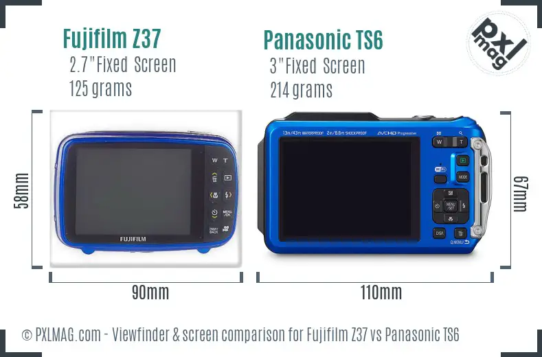 Fujifilm Z37 vs Panasonic TS6 Screen and Viewfinder comparison