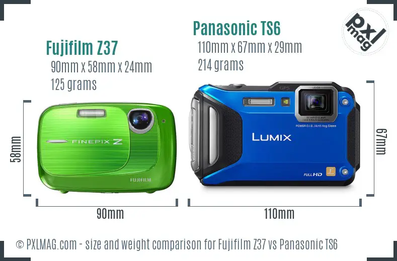 Fujifilm Z37 vs Panasonic TS6 size comparison