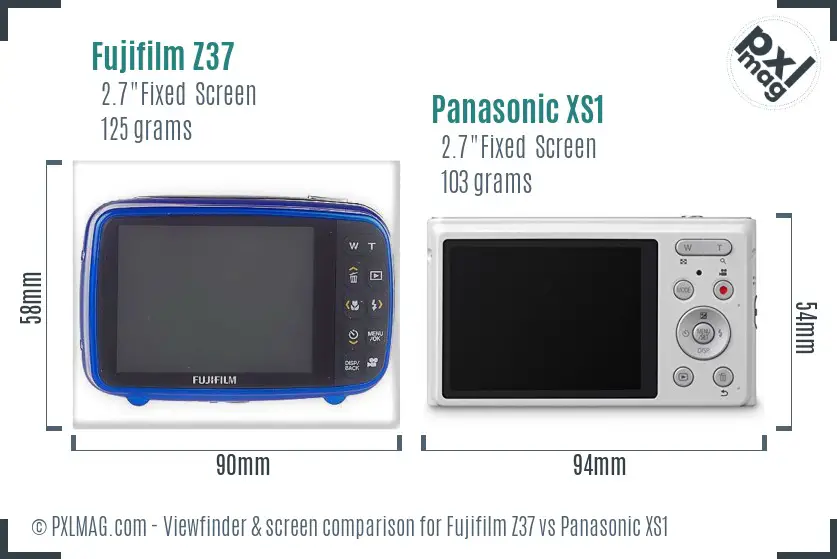 Fujifilm Z37 vs Panasonic XS1 Screen and Viewfinder comparison