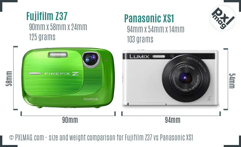 Fujifilm Z37 vs Panasonic XS1 size comparison