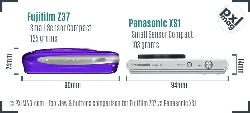 Fujifilm Z37 vs Panasonic XS1 top view buttons comparison