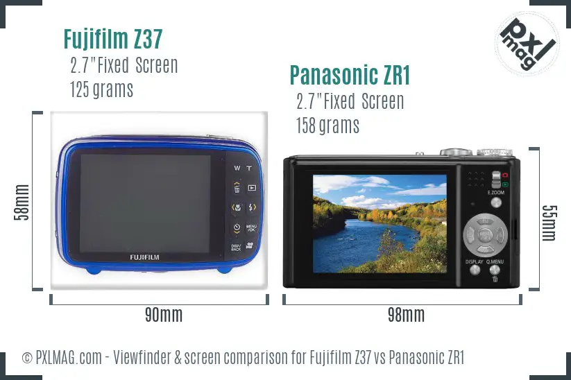 Fujifilm Z37 vs Panasonic ZR1 Screen and Viewfinder comparison