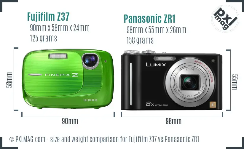 Fujifilm Z37 vs Panasonic ZR1 size comparison