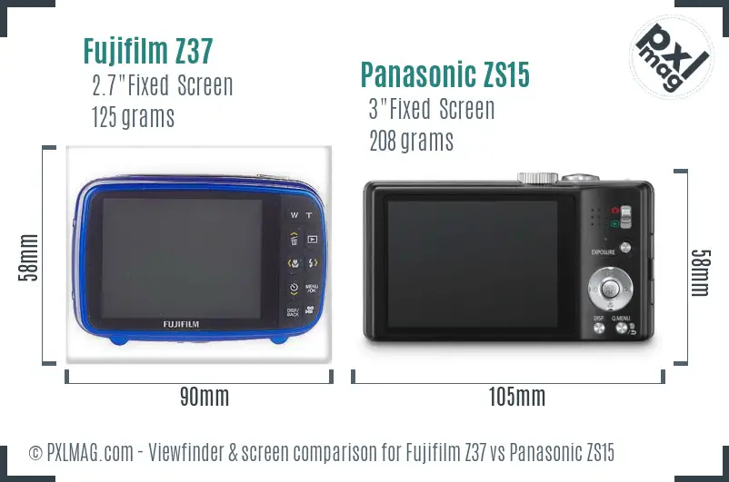 Fujifilm Z37 vs Panasonic ZS15 Screen and Viewfinder comparison Fujifilm Z37 vs Panasonic ZS15 Screen and Viewfinder comparison