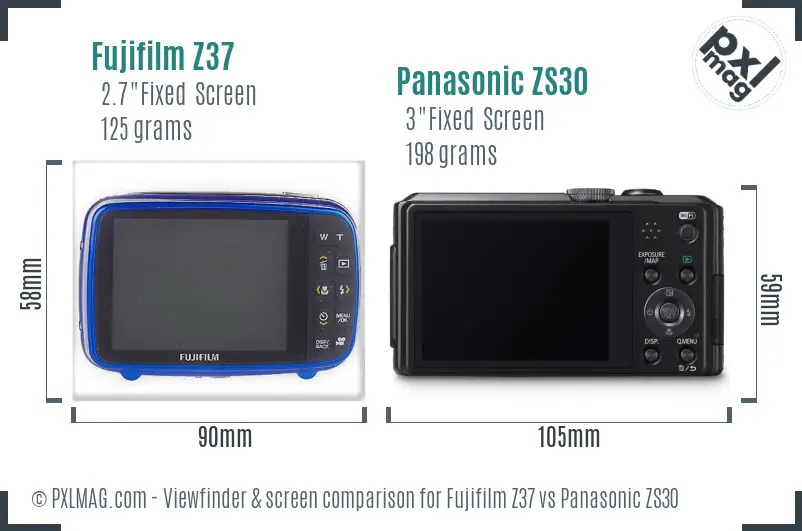 Fujifilm Z37 vs Panasonic ZS30 Screen and Viewfinder comparison Fujifilm Z37 vs Panasonic ZS30 Screen and Viewfinder comparison