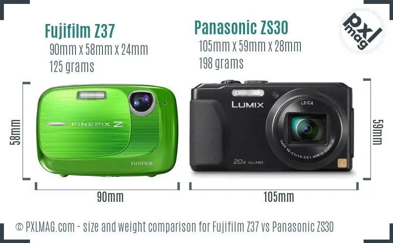 Fujifilm Z37 vs Panasonic ZS30 size comparison Fujifilm Z37 vs Panasonic ZS30 size comparison